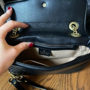 Black gg gold chain crossbody bag